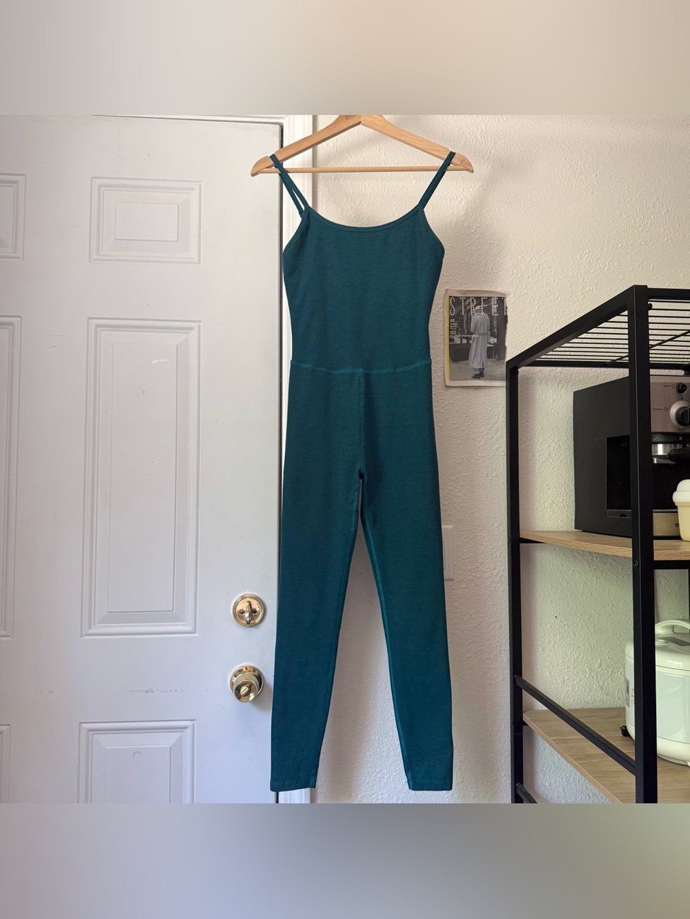 BEYOND YOGA teal green athletic space heather marled catsuit jumpsuit